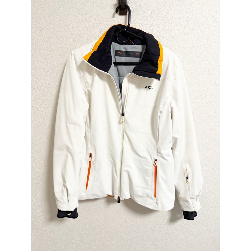 KJUS Ladies Light Speed Jacket Waterproof Ski Full Zip‎ White Orange Size 42/XL